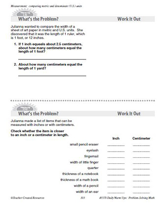 Measurement Daily Math Warm-Ups and Answe Key Grade 4-6