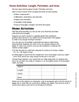 Home Activities: Length, Perimeter, and Area